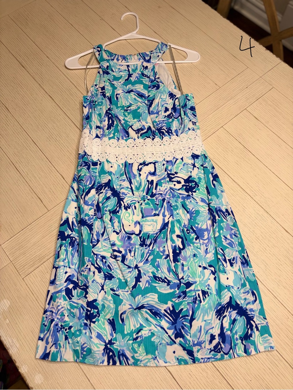 Lilly Pulitzer Blue, Teal & White Floral Halter Dress